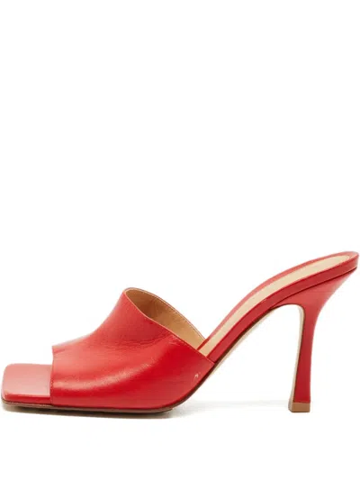 Pre-owned Bottega Veneta Lido Woven Sandals In Red