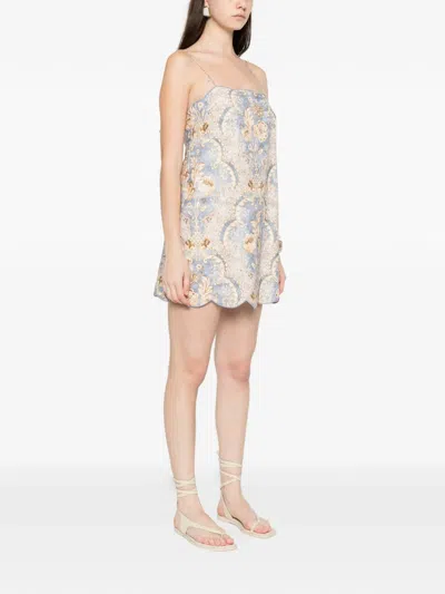 Zimmermann Daylight Scallop Mini Dress In Blue