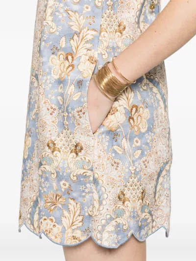 Zimmermann Daylight Scallop Mini Dress In Blue