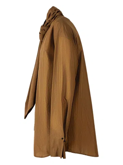 Alberta Ferretti Curved-hem Shirt In Brown