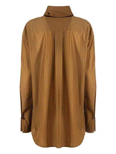 Alberta Ferretti Curved-hem Shirt In Brown