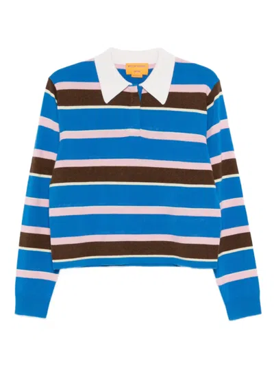 Guest In Residence Cropped Stripe Rugby Sweater In Multi