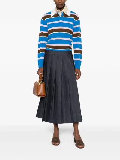 Guest In Residence Cropped Stripe Rugby Sweater In Multi