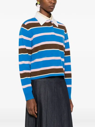 Guest In Residence Cropped Stripe Rugby Sweater In Multi