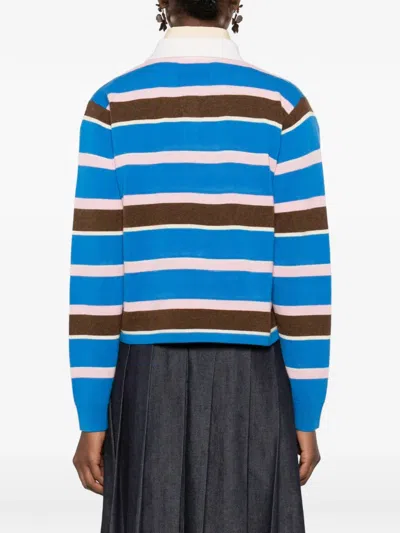 Guest In Residence Cropped Stripe Rugby Sweater In Multi