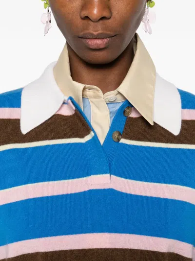 Guest In Residence Cropped Stripe Rugby Sweater In Multi