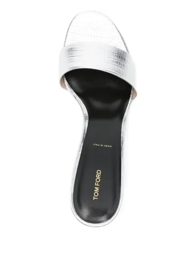 Tom Ford Lizard-effect Metallic Leather Mules In Multi