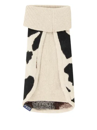 Mc2 Saint Barth Cow-print Wool Sweater In Multi