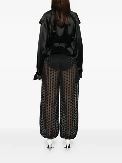 The Frankie Shop Simona Satin Belted Blouse In Black