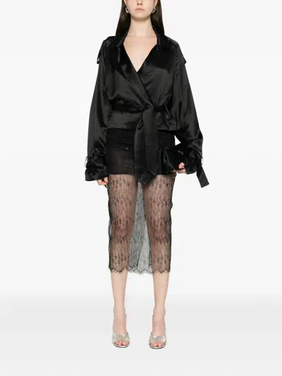 The Frankie Shop Alrose Lace Midi Skirt In Black