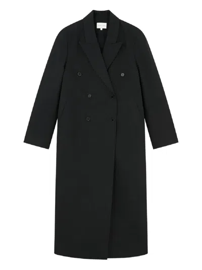 Loulou De Saison Temo Lapel Double-breasted Coat In Black