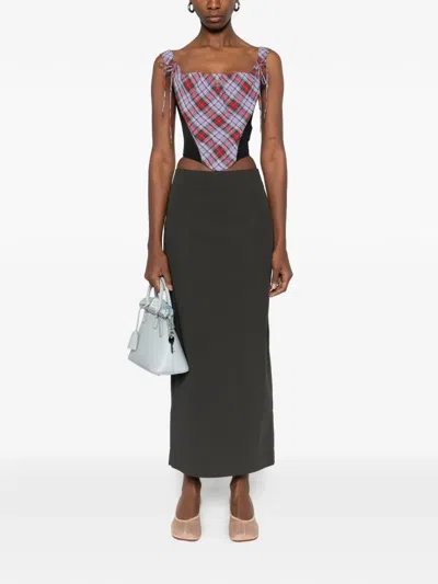 Vivienne Westwood Tartan Tie Corset In Multi