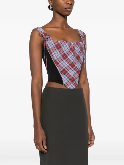 Vivienne Westwood Tartan Tie Corset In Multi