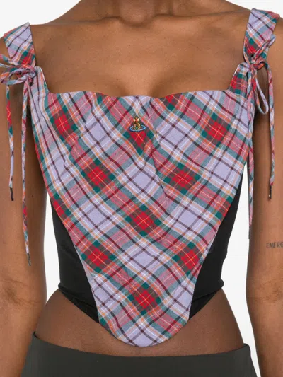 Vivienne Westwood Tartan Tie Corset In Multi