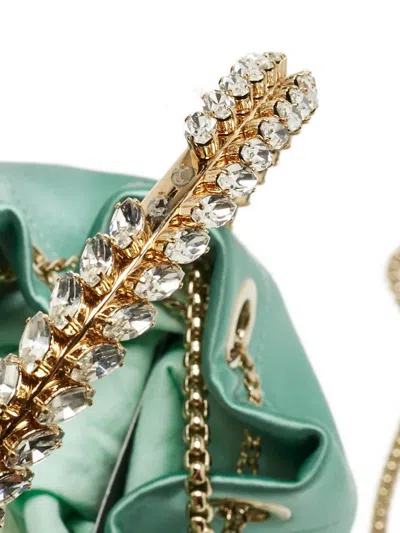 Pre-owned Jimmy Choo Bonbon Crystal-embellished Bucket Bag In Green