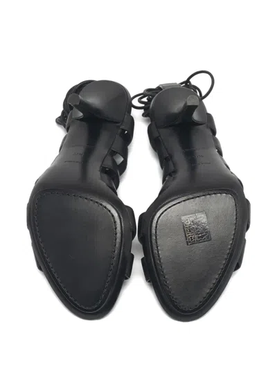 Pre-owned Burberry Gladiator Leather Sandals In Black