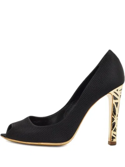 Pre-owned Sergio Rossi Vintage Peep-toe Pumps In Black