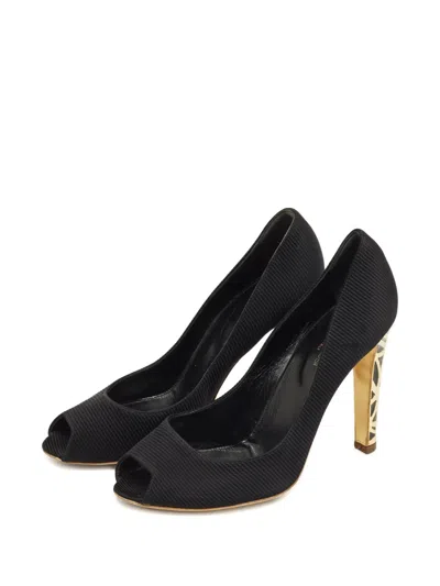 Pre-owned Sergio Rossi Vintage Peep-toe Pumps In Black