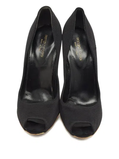 Pre-owned Sergio Rossi Vintage Peep-toe Pumps In Black