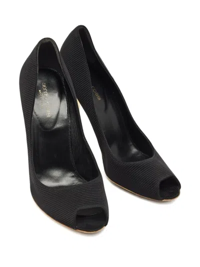 Pre-owned Sergio Rossi Vintage Peep-toe Pumps In Black