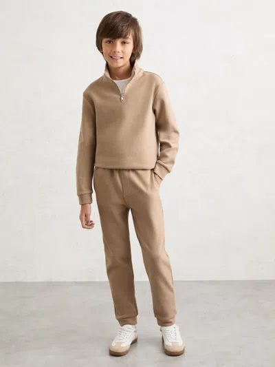 Reiss Camel Half-zip Sweatshirt And Joggers Set In Brown