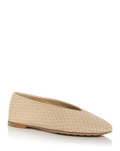 Bottega Veneta Leather Rosa Ballerinas With Flat Sole And Woven Texture In Gold