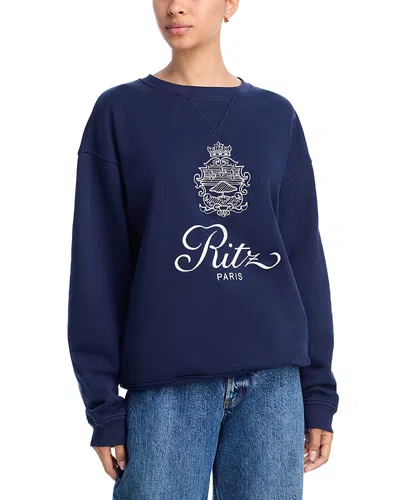 Frame Ritz Crew Neck Sweatshirt In Blue