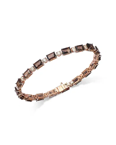 Bloomingdale's Fine Collection Smokey Quartz & Champagne Diamond Bracelet In 14k Rose Gold In Gold
