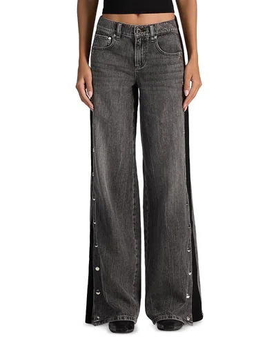Alice And Olivia Amazing Low Rise Wide Leg Jeans In Vintage Black In Multi