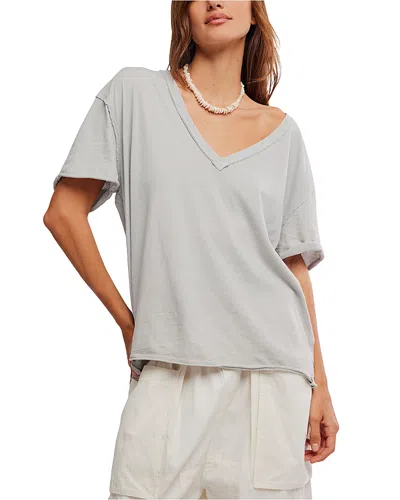 Free People Nina V-neck Cotton T-shirt In Gray