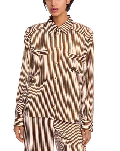 Frame Ritz Striped Silk Pajama Shirt In Multi