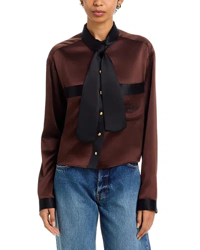 Frame The Ritz Feminine Silk Blouse In Brown