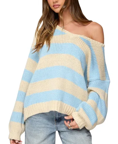 Edikted Tracie Striped Oversized Sweater In Multi