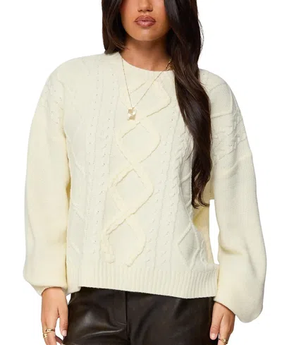 Edikted Braided Cable Knit Oversized Sweater In Metallic