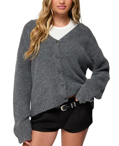 Edikted Shiraz Oversized Knit Cardigan In Gray