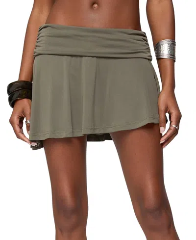 Edikted Janah Asymmetric Fold Over Mini Skort In Green