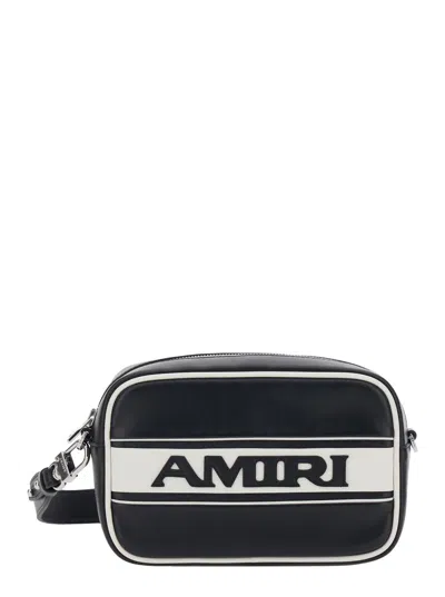 Amiri Mens Black Logo Leather Camera Bag In Black