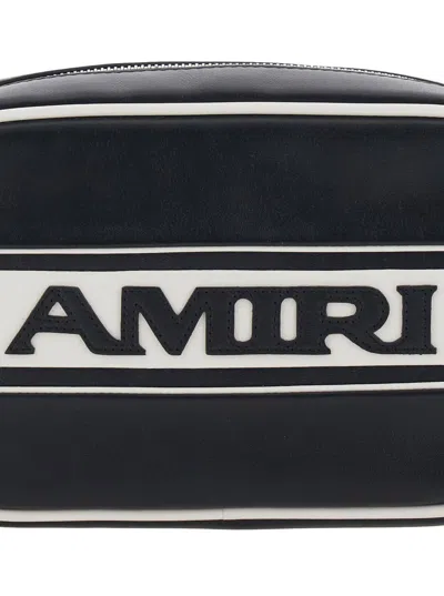Amiri Mens Black Logo Leather Camera Bag In Black