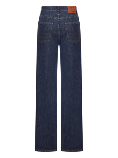 Fendi High Waist Wide Leg Denim Trousers In Blue