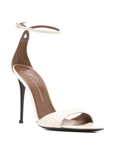 Giuseppe Zanotti Intriigo Leather Heel Sandals In White