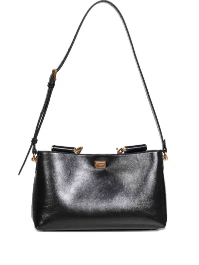 Dolce & Gabbana Vittoria Hand In Calfskin Leather Bags In Black