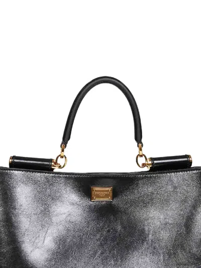 Dolce & Gabbana Vittoria Hand In Calfskin Leather Bags In Black