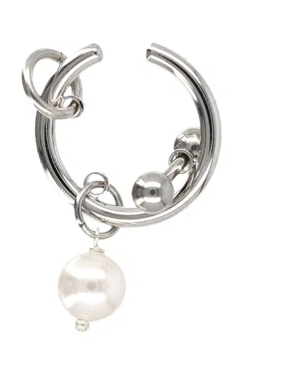 Justine Clenquet Betsy Pearl Drop Earcuff In Silver
