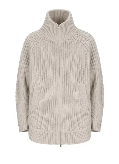 Herno High Neck Wool Knitted Quilted Jacket In Red