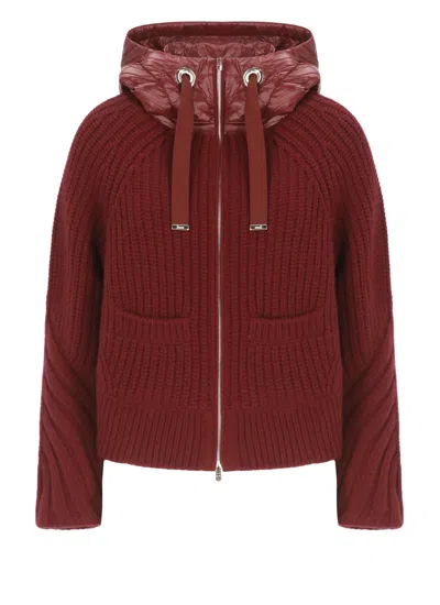 Herno Wool Knitted Down Jacket In Brown