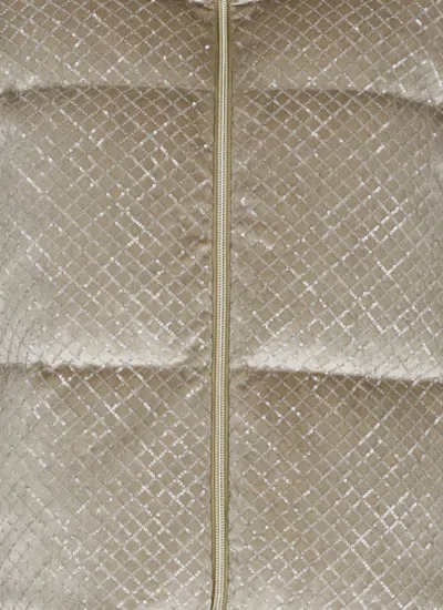 Herno Quilted Velvet Down Jacket High Neck In Brown