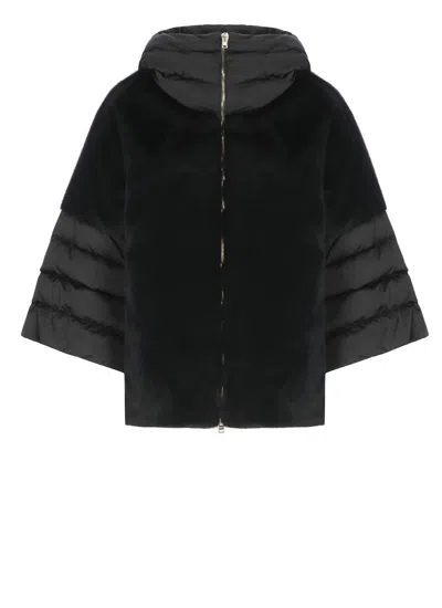 Herno Faux Fur Cape In Black