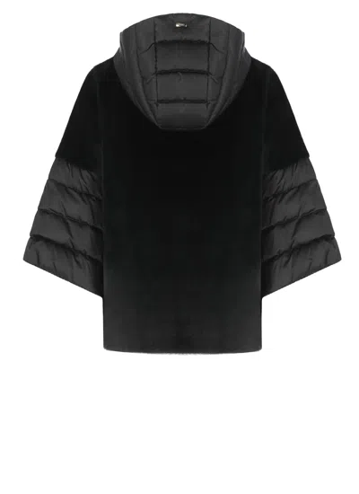 Herno Faux Fur Cape In Black
