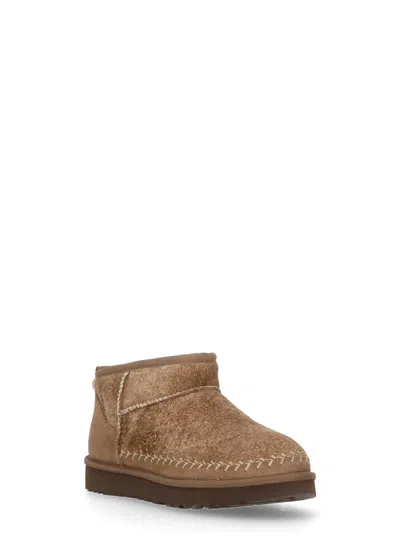 Ugg Classic Ultra Mini Biarritz Ankle Boots In Brown