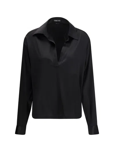 Tom Ford Stretch Silk Shirt In Black